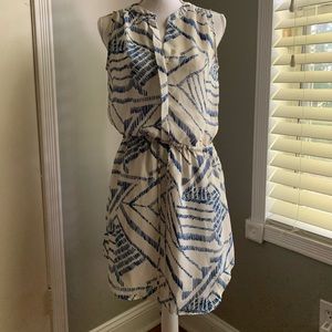 Gap Blue and Ivory Drawstring Shirt Dress